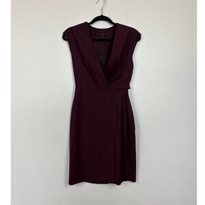 J. Crew Career Wear Capsule V Neck Draped Wool Burgundy Dress 0P